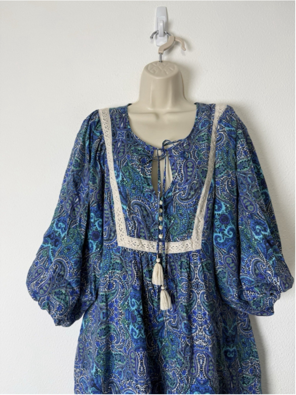Anthropologie Lissa Paisley Boho Printed Shorts Romper Large Floral Peasant Lace - Picture 8 of 16